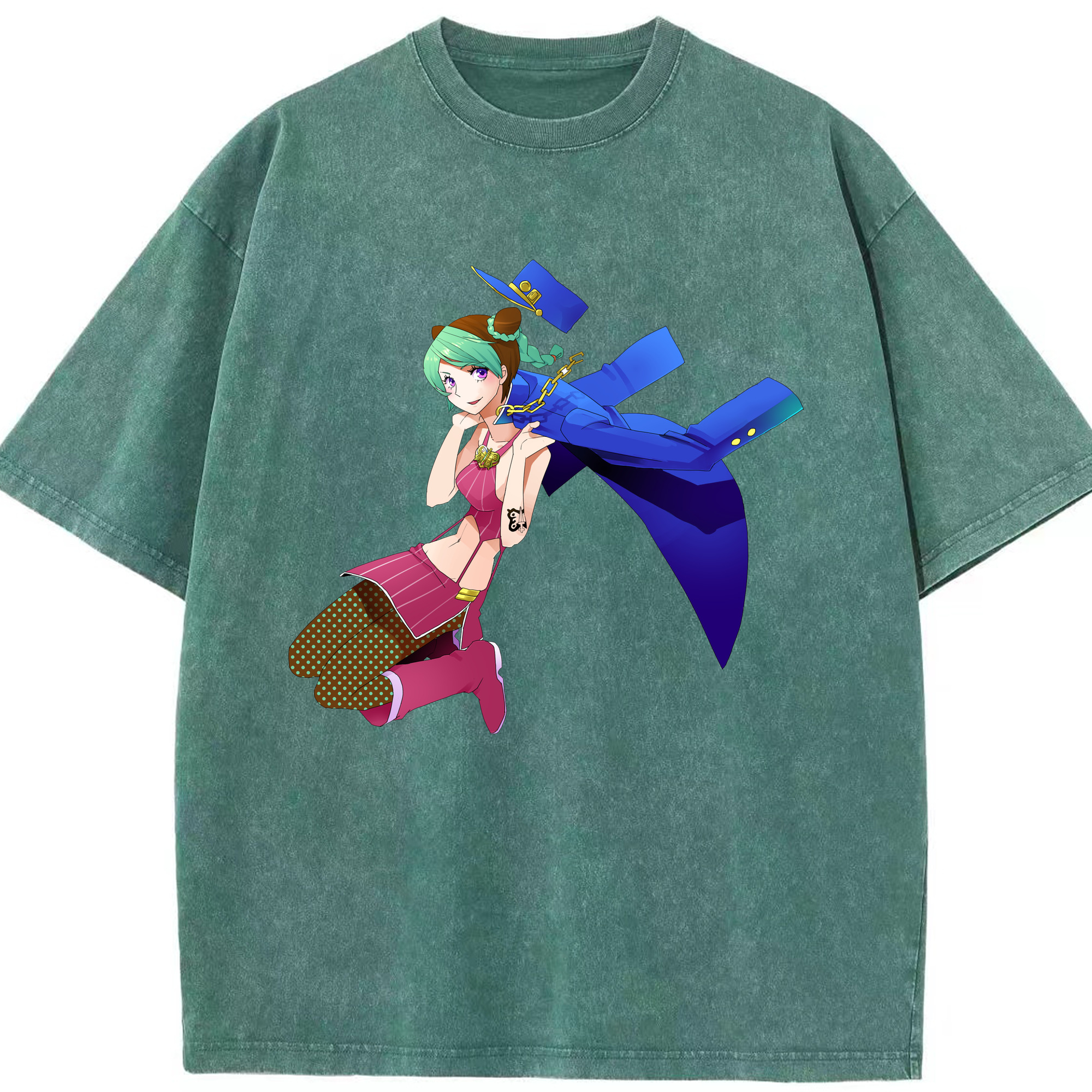 （画像用） "ジョジョの奇妙な冒険 くうじょう ジョリーン JoJo's Bizarre Adventure Jolyne Cujoh " 綿100% ヴィンテージ風 半袖Tシャツ（フロントプリント）